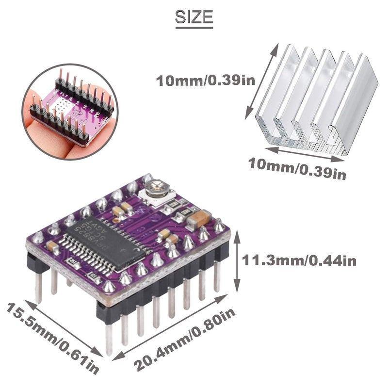 DKARDU 6 pcs DRV8825 Stepper Motor Driver Module Adjustable Driver 3D Printer Accessories with Heat Sink Screwdriver for 3D Printer RepRap 4 ramps 1.4 StepStick - Image 3